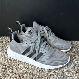 Adidas Gray Sneakers with Black Stripes